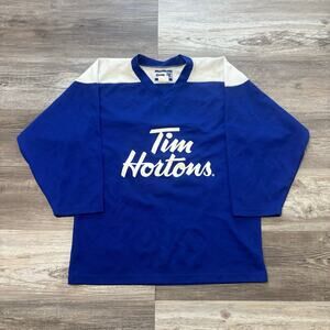 Kobe Sportswear Tim Hortons Timbits #32 Navy Blue White Boys XL Hockey‎ Jersey